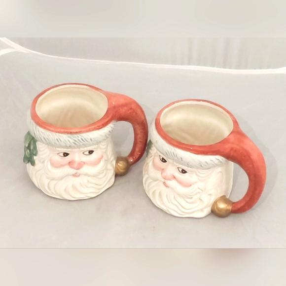 Pair of Vintage Fitz and Floyd Santa Mugs - Picture 1 of 5